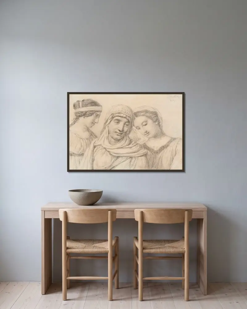 Drei Frauen von Jacques Louis David gerahmt an einer Wand