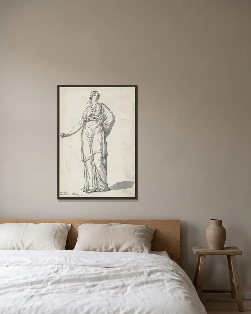 Kvinna från Villa Pamphili av Jacques Louis David inramad på en vägg
