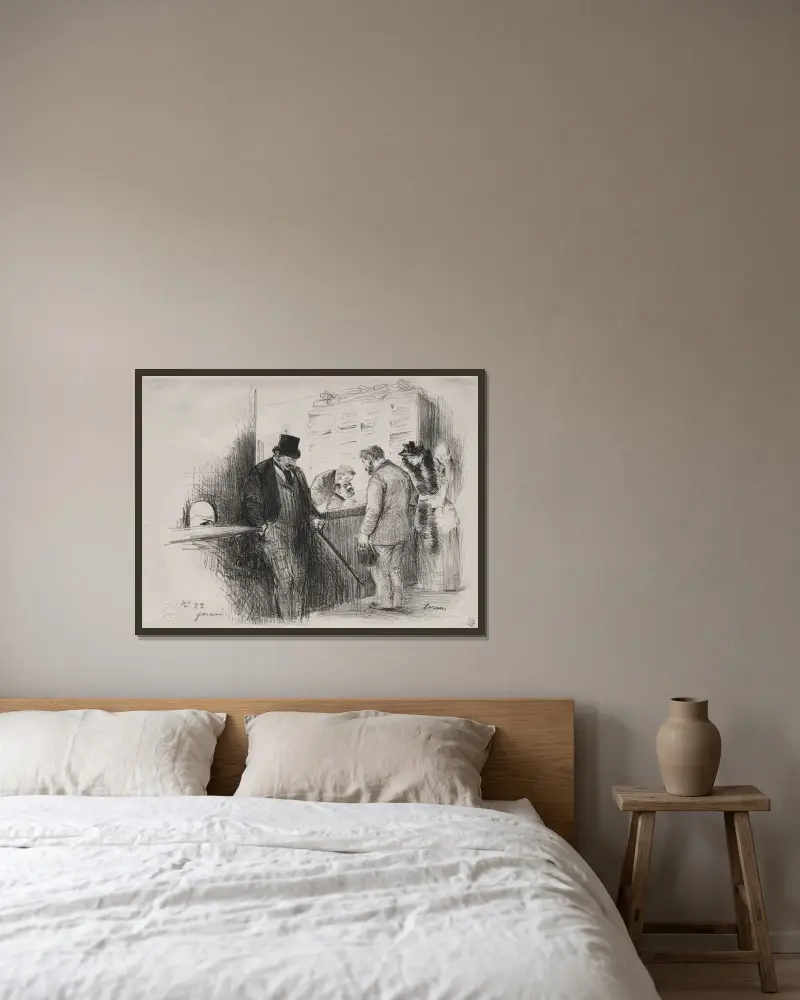 Chez l’Huissler av Jean-Louis Forain inramad på en vägg