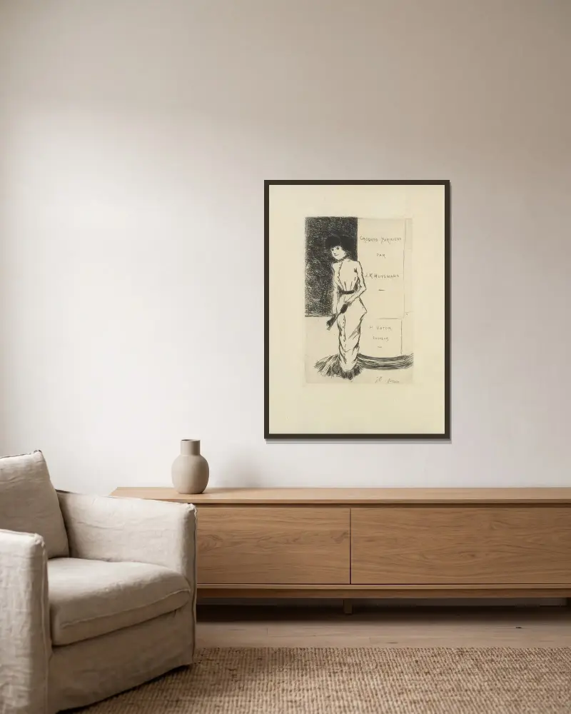 Parisiska skisser pl.03 av Jean-Louis Forain inramad på en vägg