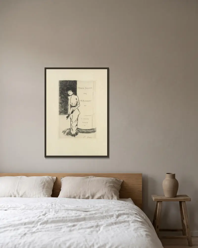 Parisiska skisser pl.03 av Jean-Louis Forain inramad på en vägg