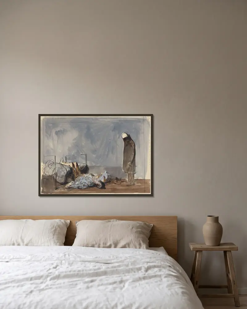 De hade snören av Jean-Louis Forain inramad på en vägg