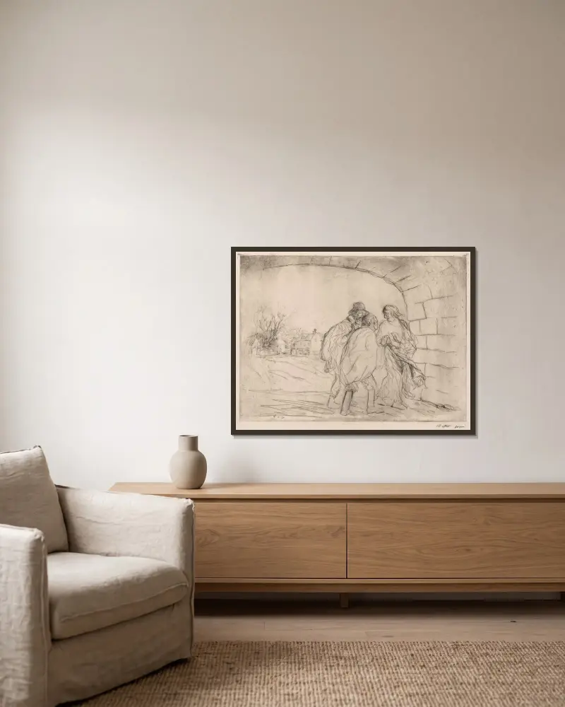 Begegnung unter dem Gewölbe von Jean-Louis Forain gerahmt an einer Wand