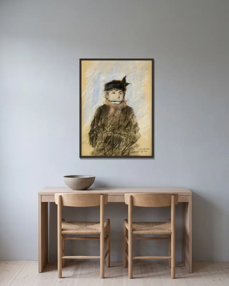 Weibliche Figur von Jean-Louis Forain gerahmt an einer Wand