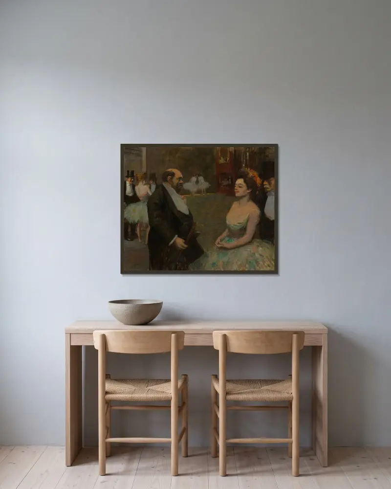 I kulisserna av Jean-Louis Forain inramad på en vägg