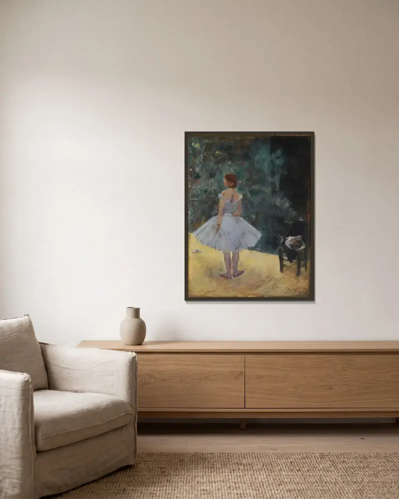Dansösen (La danseuse) av Jean-Louis Forain inramad på en vägg