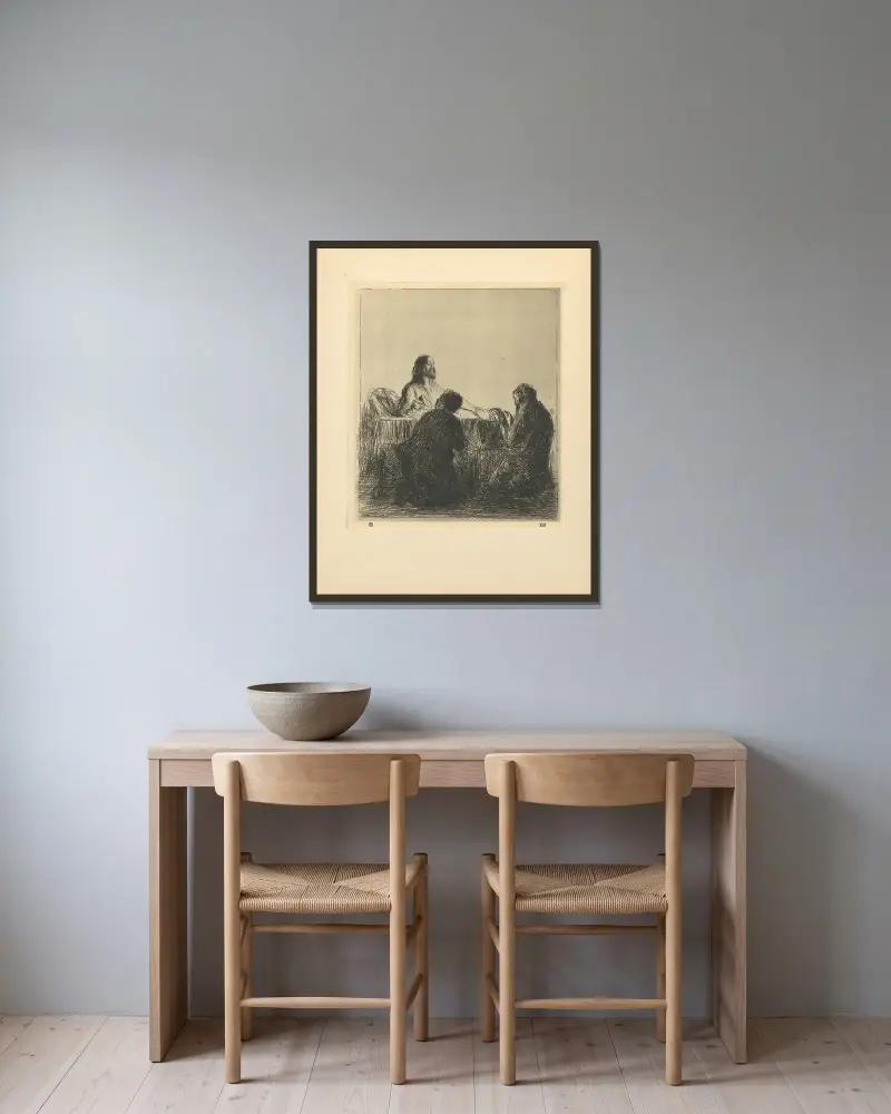 Brödsbrytningen av Jean-Louis Forain inramad på en vägg