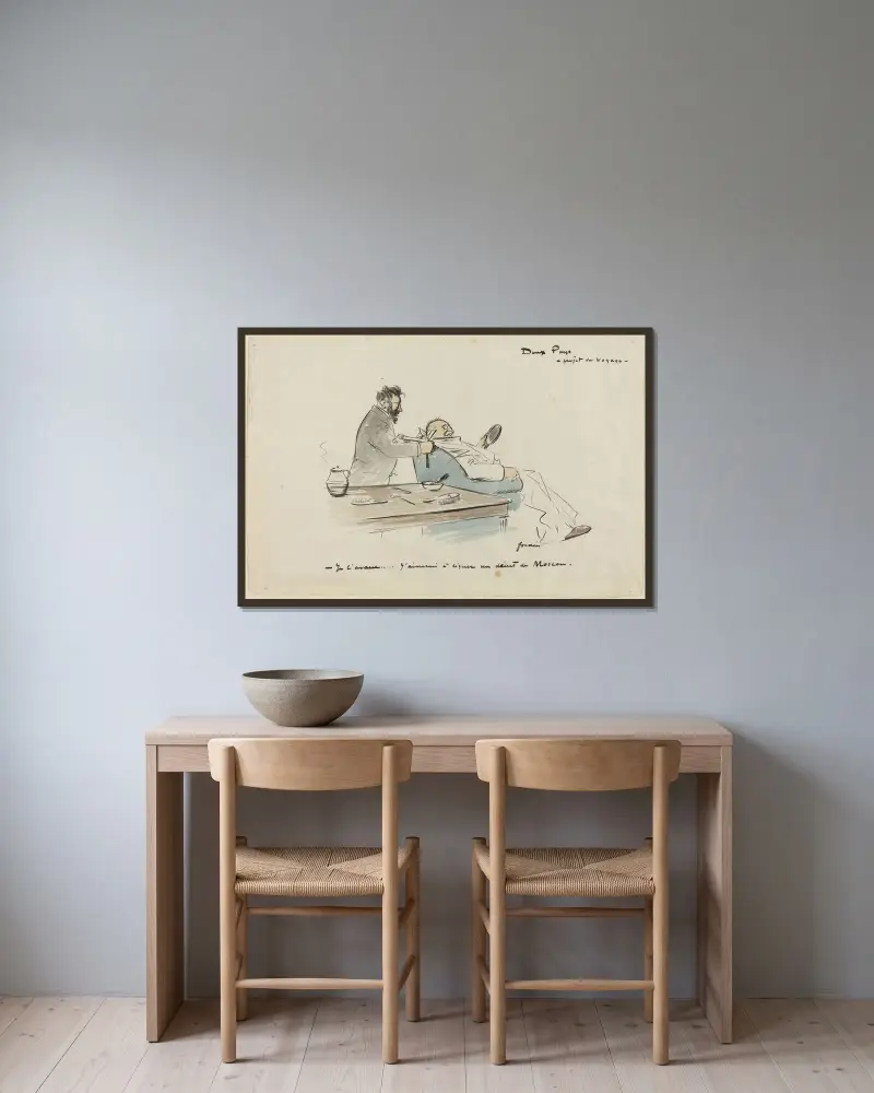 Resplan av Jean-Louis Forain inramad på en vägg