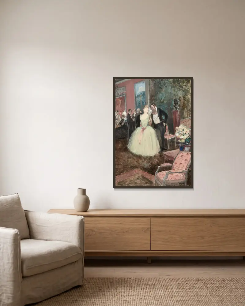 Ballszene von Jean-Louis Forain gerahmt an einer Wand