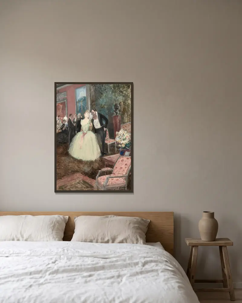 Ballszene von Jean-Louis Forain gerahmt an einer Wand