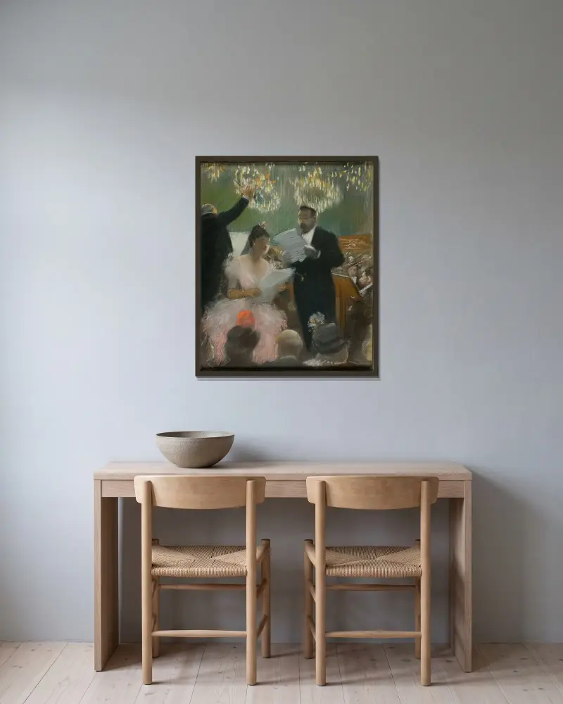 Orkestern av Jean-Louis Forain inramad på en vägg