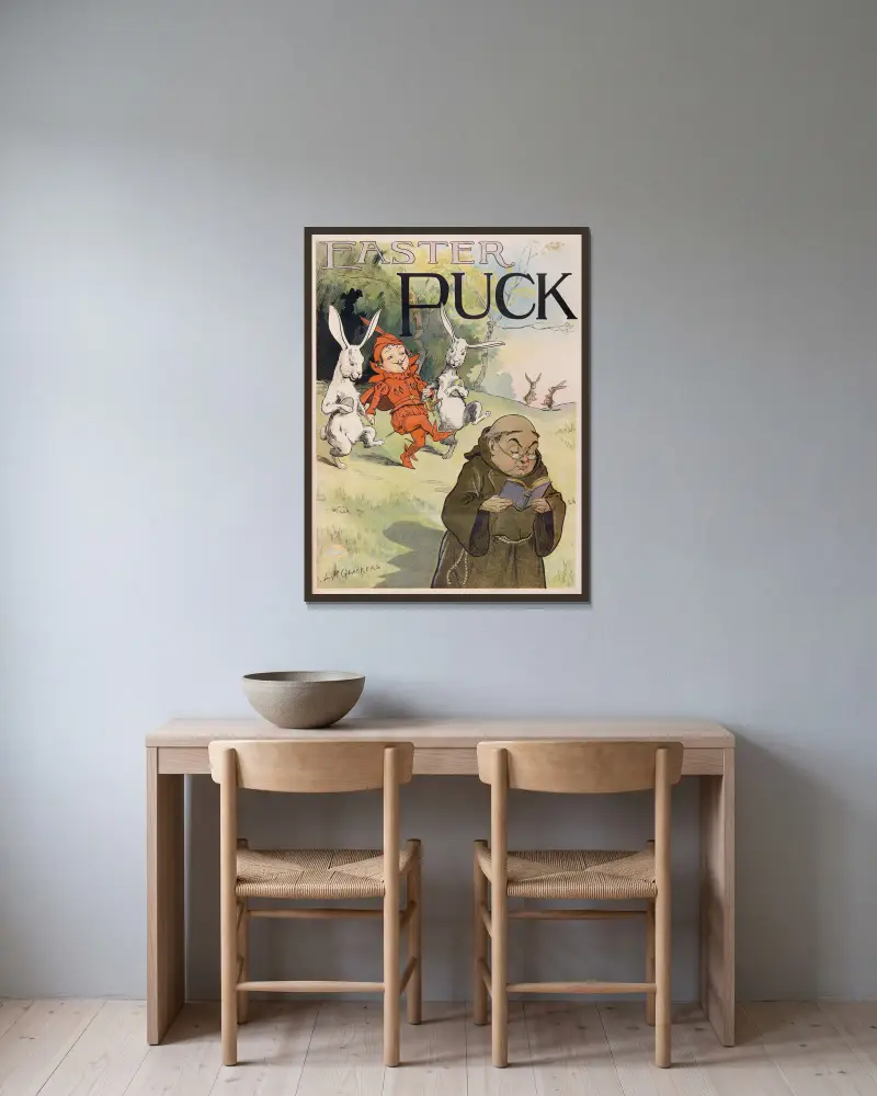 Oster-Puck von Louis Glackens gerahmt an einer Wand
