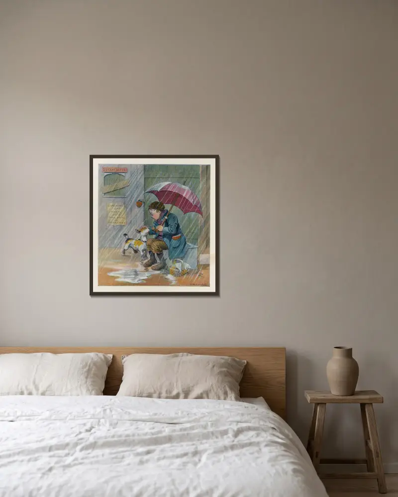 Der erste Mann an der Leitung von Louis Glackens gerahmt an einer Wand