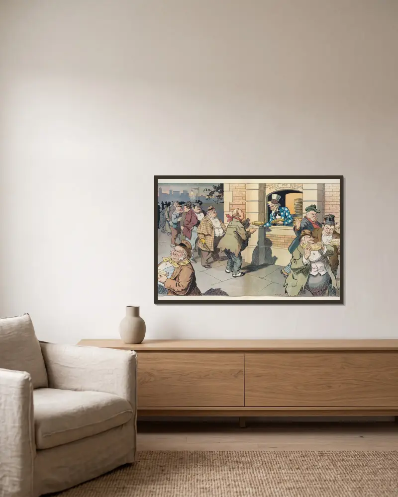 Hard Times von Louis Glackens gerahmt an einer Wand