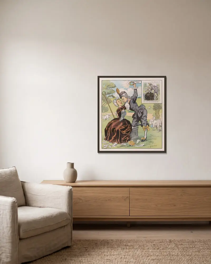 Er liebt mich von Louis Glackens gerahmt an einer Wand