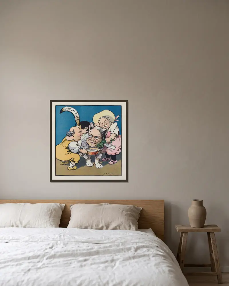 Hier, Mieze, Mieze! von Louis Glackens gerahmt an einer Wand