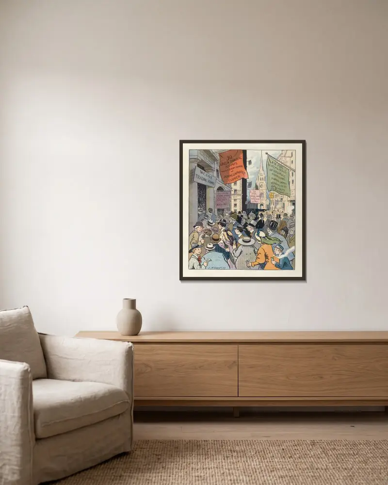 Es könnte manchen helfen, wenn die Wall Street Handelsmarken verteilte von Louis Glackens gerahmt an einer Wand