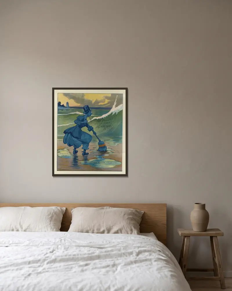 Mrs. Partington übertroffen von Louis Glackens gerahmt an einer Wand