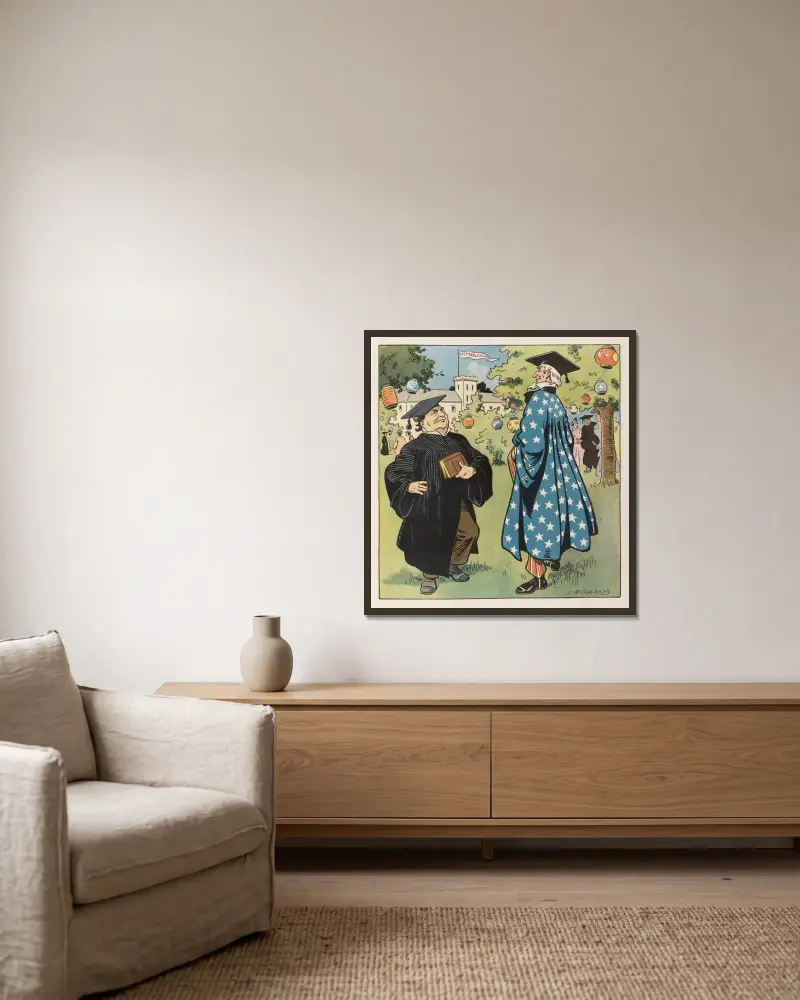 Auf dem Wahlmänner-Campus von Louis Glackens gerahmt an einer Wand