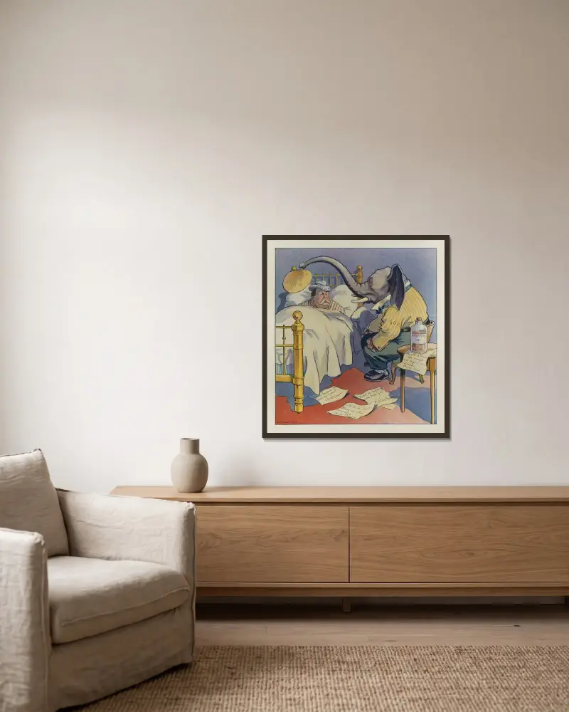 Bei einer kranken Freundin wachen von Louis Glackens gerahmt an einer Wand