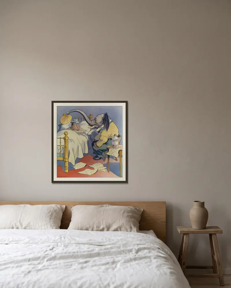 Bei einer kranken Freundin wachen von Louis Glackens gerahmt an einer Wand