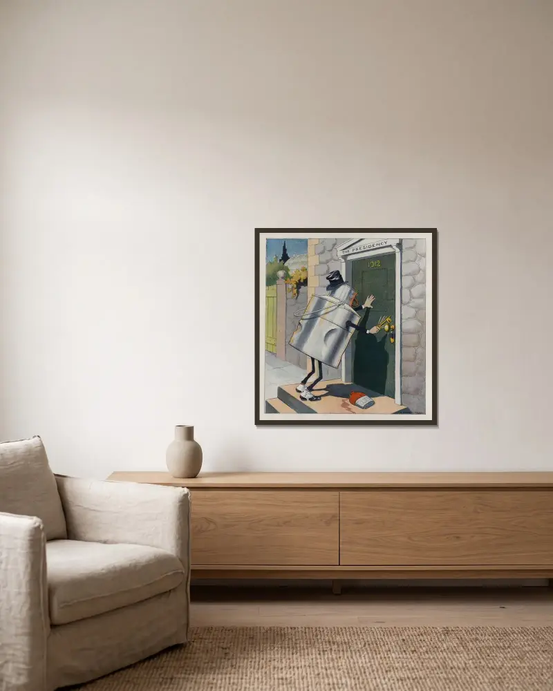 Der volle Henkelmann von Louis Glackens gerahmt an einer Wand