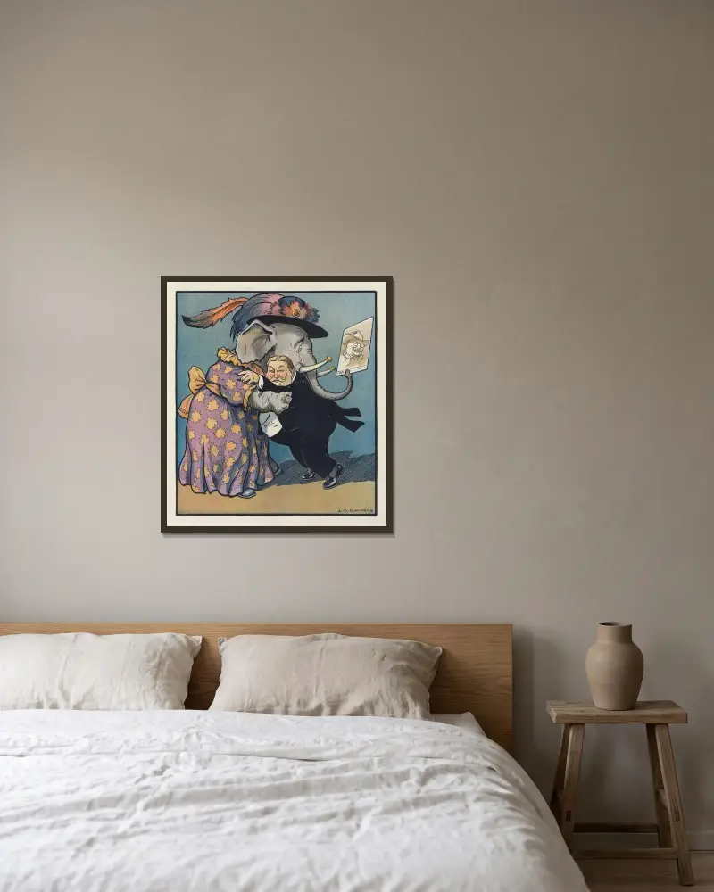 Die große Absage von Louis Glackens gerahmt an einer Wand