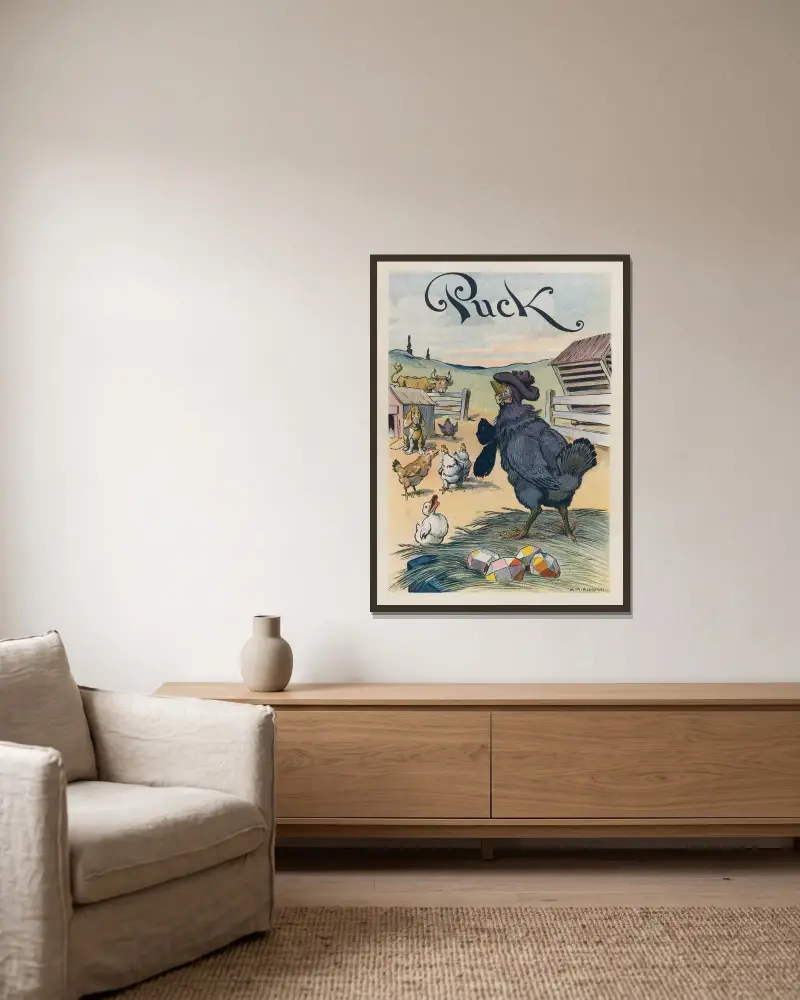 Das Neueste in Sachen Ostereier von Louis Glackens gerahmt an einer Wand