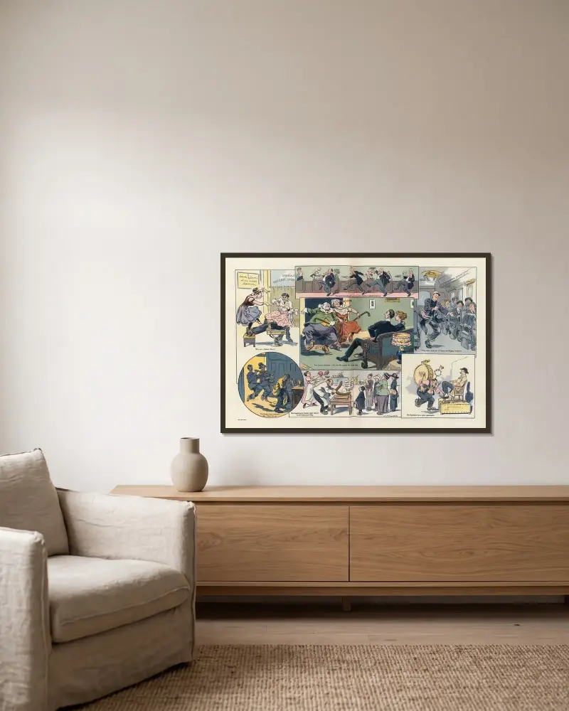 Die Neuheit des Kabarett-Menüs ist verflogen; es wird Zeit, dass auch andere Dinge eine Kabarett-Begleitung bekommen von Louis Glackens gerahmt an einer Wand