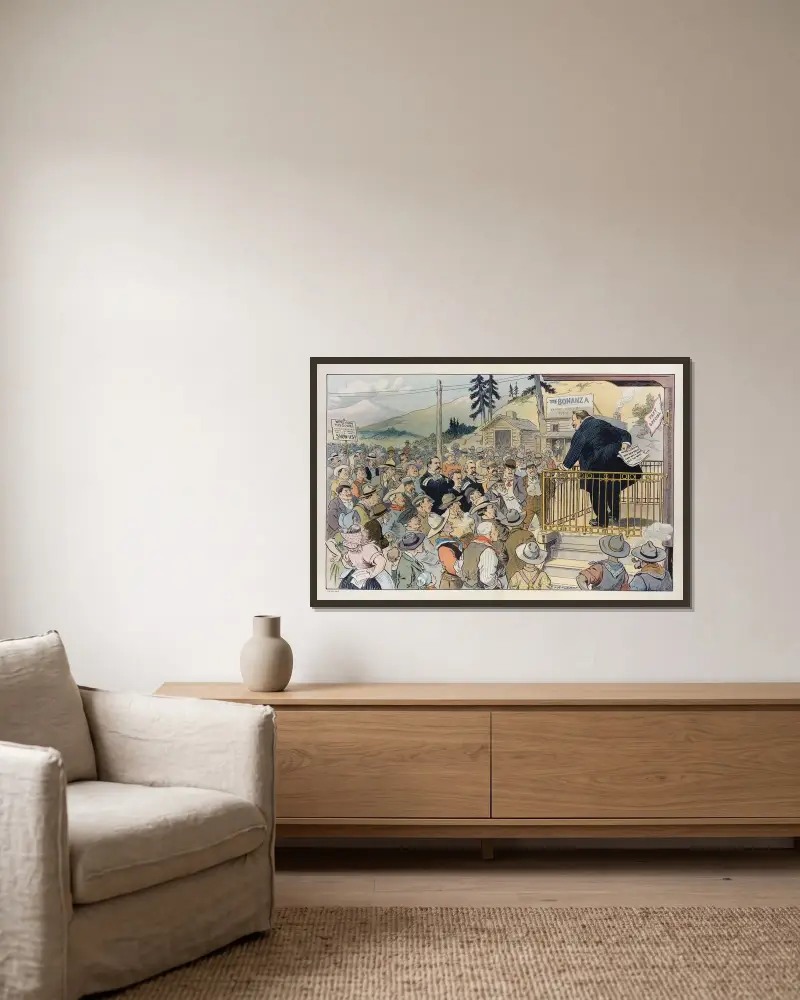 Das Lächeln, das nicht kommen will von Louis Glackens gerahmt an einer Wand