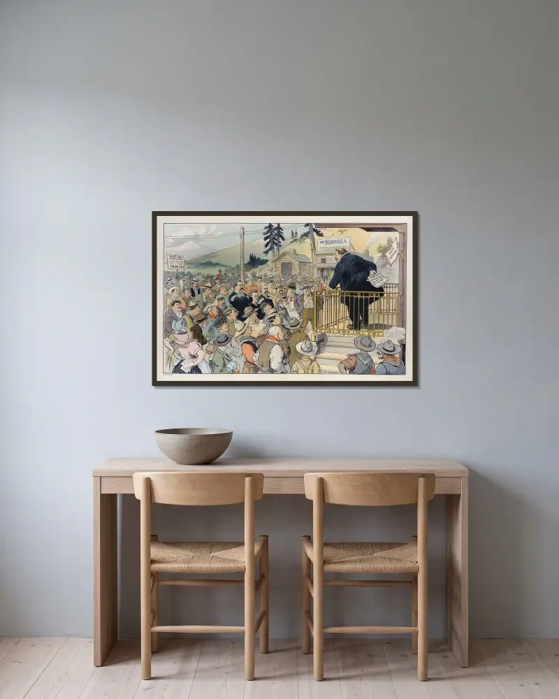 Das Lächeln, das nicht kommen will von Louis Glackens gerahmt an einer Wand