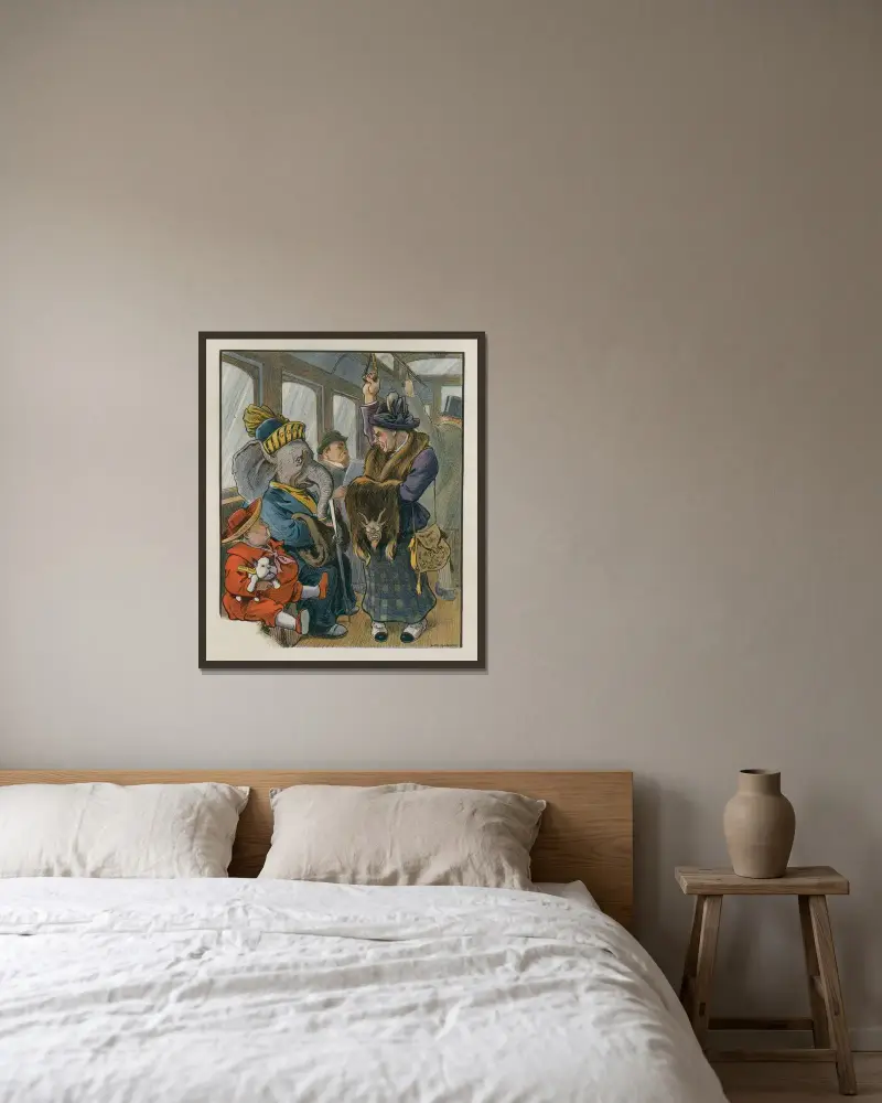 Der Fahrgast im Stehen von Louis Glackens gerahmt an einer Wand