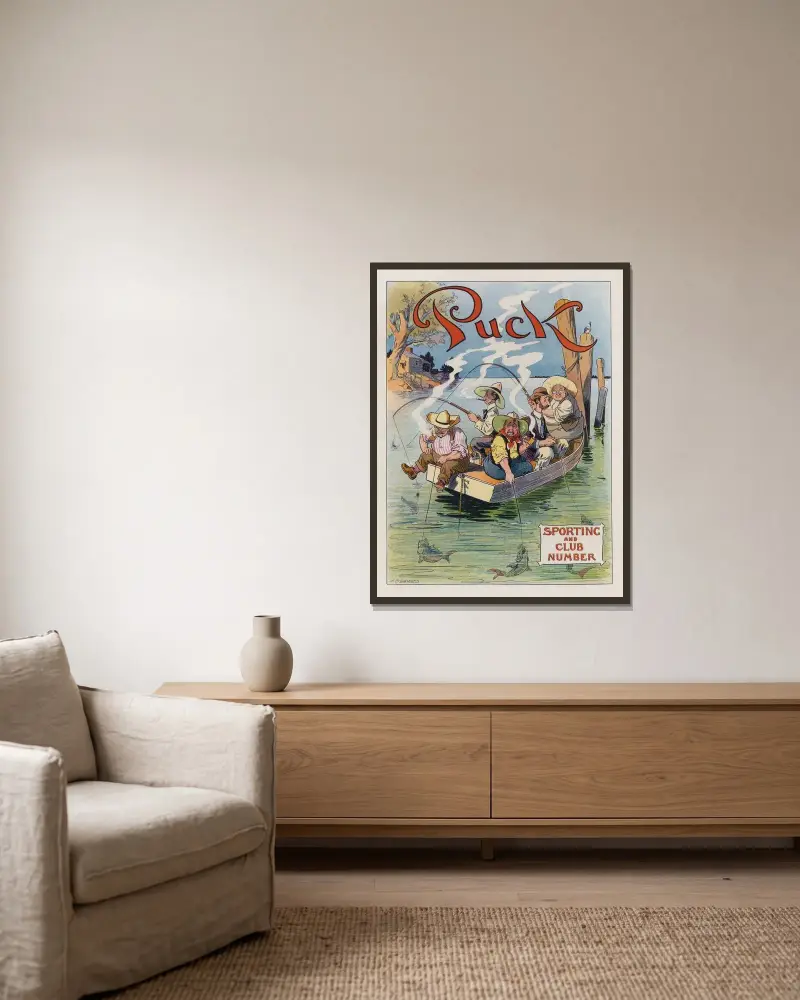 Der geizige Fischerclub von Louis Glackens gerahmt an einer Wand
