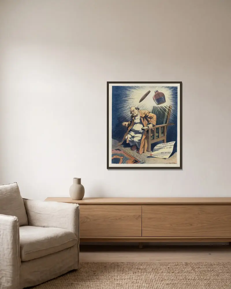 Die Qualen der Versuchung von Louis Glackens gerahmt an einer Wand