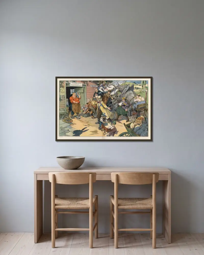 Der Dorfschmied von Louis Glackens gerahmt an einer Wand