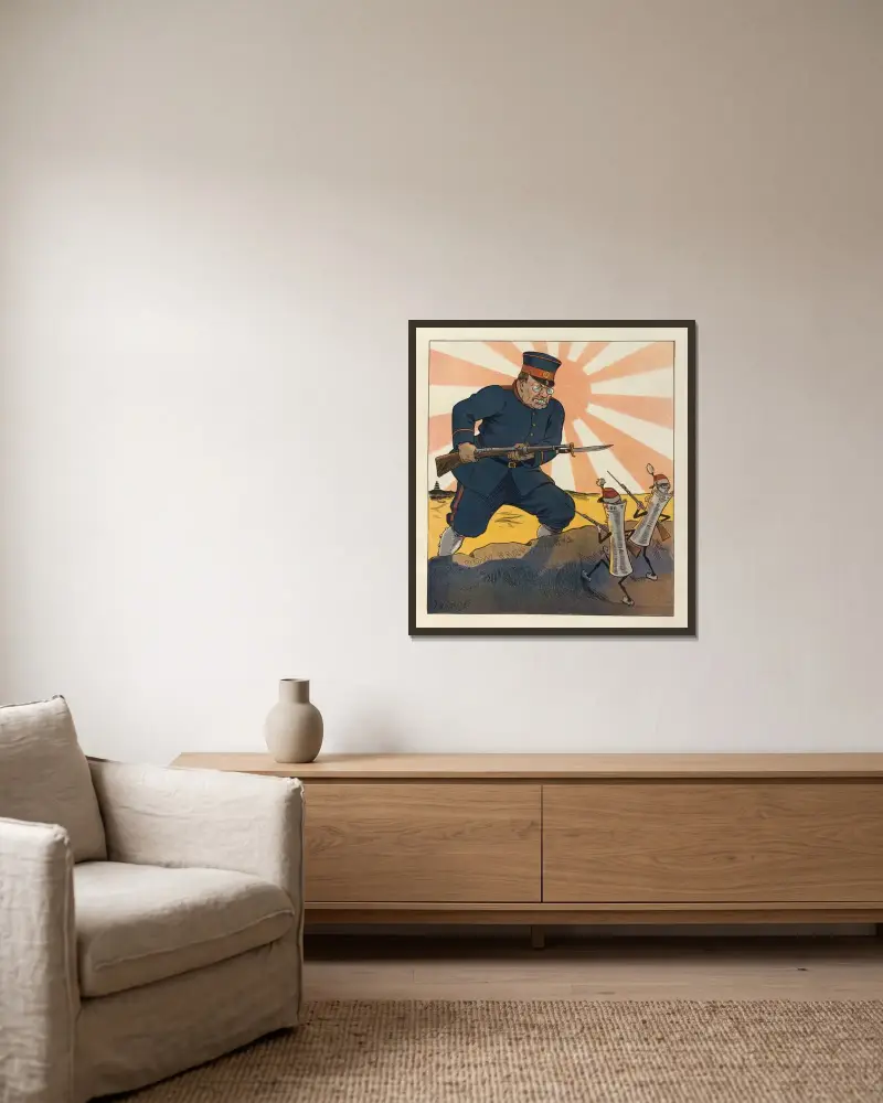 Der Krieg mit Japan von Louis Glackens gerahmt an einer Wand