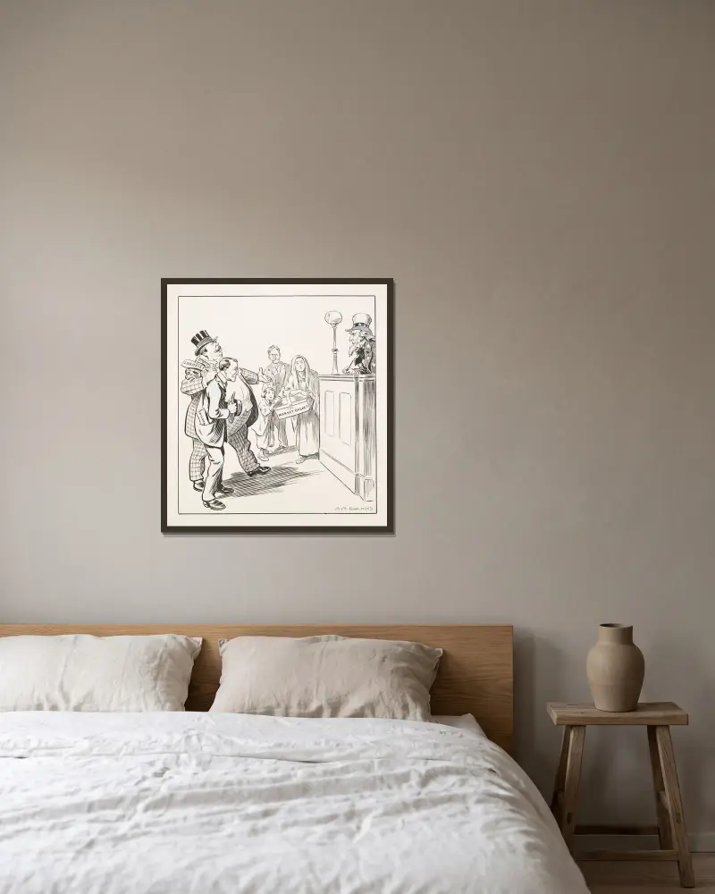 Uncle Sam als Richter im Gerichtssaal von Louis Glackens gerahmt an einer Wand