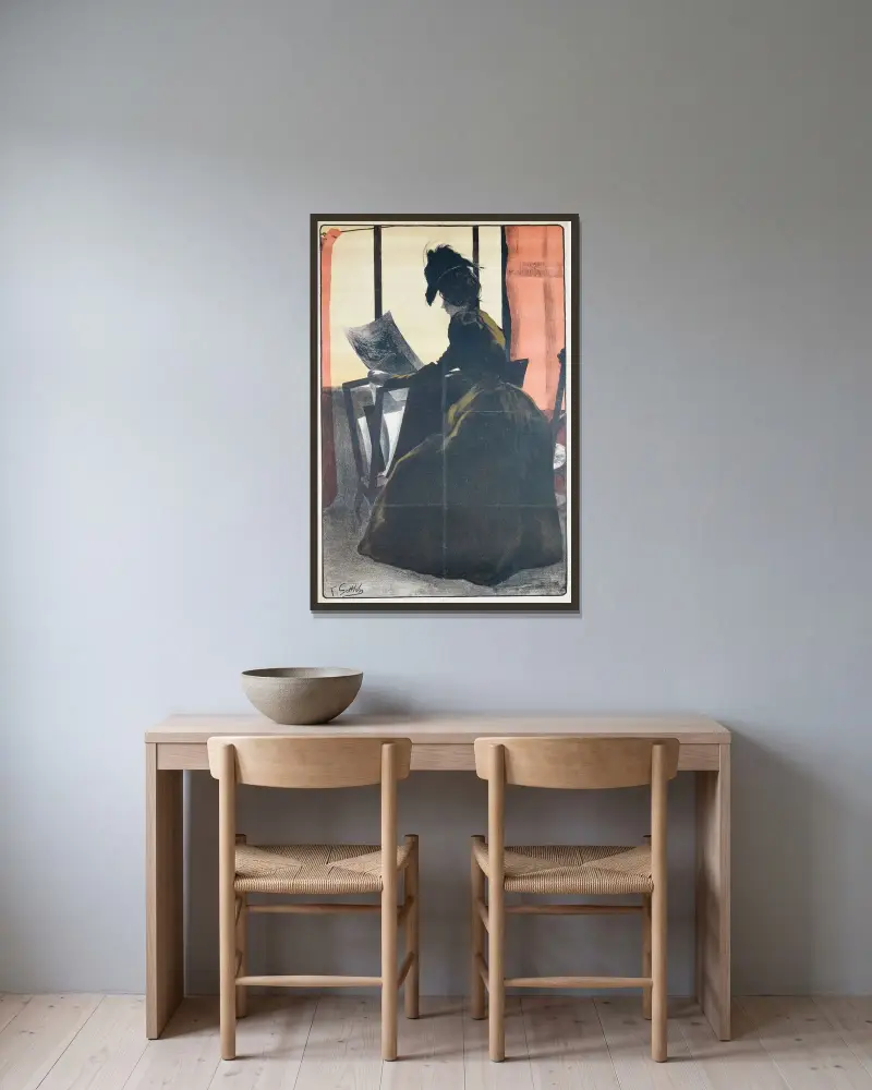 2è Exposition des Peintres Lithographes, du 10 au 25 janvier 1899, Salle du Figaro, 26 Rue Drouot av Fernand Louis Gottlob inramad på en vägg