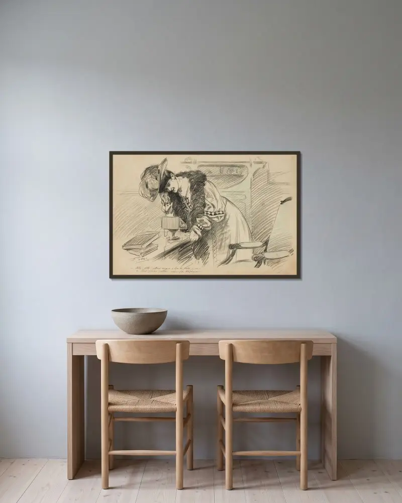 Allo allo allons voyons à bas les pattes je ne me laisse jamais peloter, même par téléphone von Fernand Louis Gottlob gerahmt an einer Wand