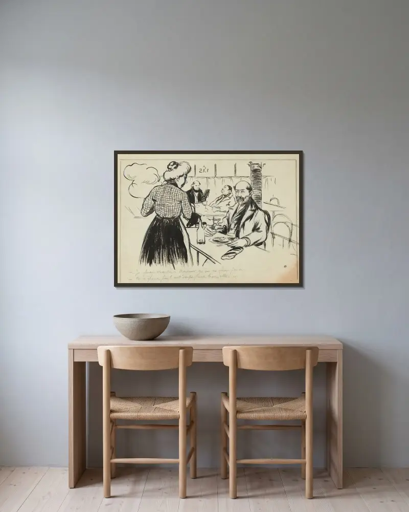 På restaurangen av Fernand Louis Gottlob inramad på en vägg