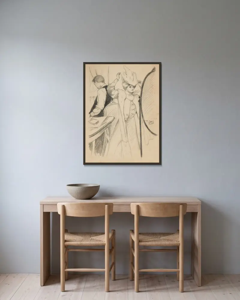 Couple dans un intérieur – nr 1 av Fernand Louis Gottlob inramad på en vägg