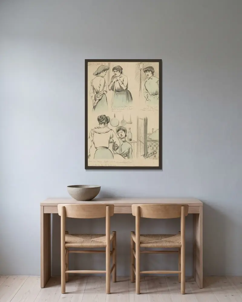Crois, moi, ma fille, pour faire sa pelotte il faut être ficelle Pourquoi qu’on dit que j’fais l’trottoir, puisque je l von Fernand Louis Gottlob gerahmt an einer Wand