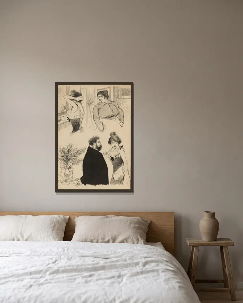 Samtal inomhus av Fernand Louis Gottlob inramad på en vägg