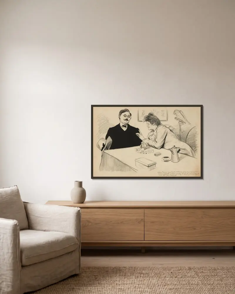 Mladý muž v běžné hře, vidím pro vás jen skromnou budoucnost, kdybyste si vzal velkou hru, možná by to bylo, Fernand Louis Gottlob v rámu na stěně
