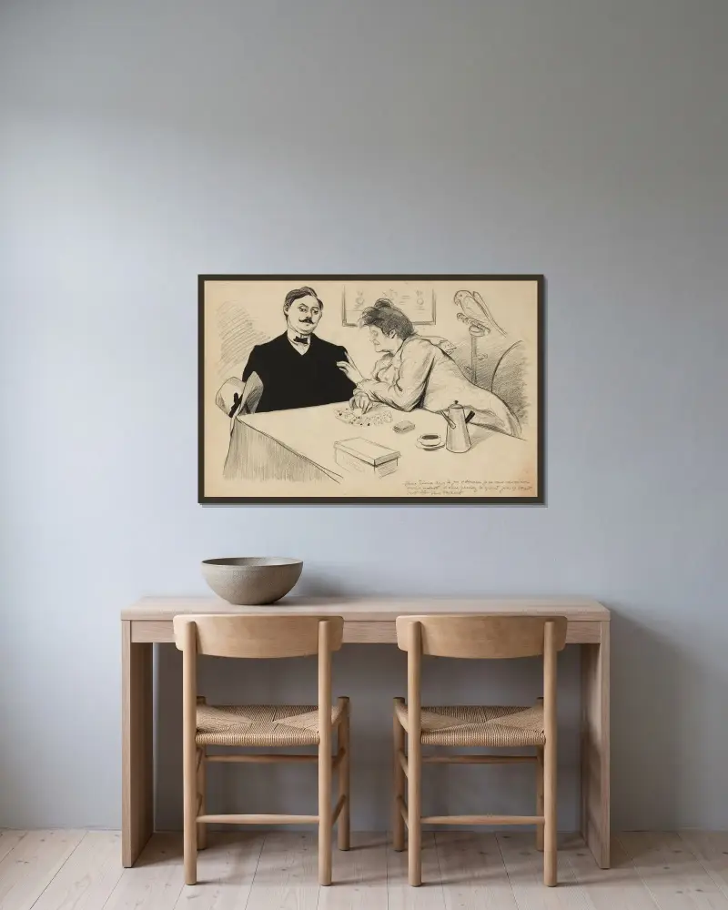 Mladý muž v běžné hře, vidím pro vás jen skromnou budoucnost, kdybyste si vzal velkou hru, možná by to bylo, Fernand Louis Gottlob v rámu na stěně