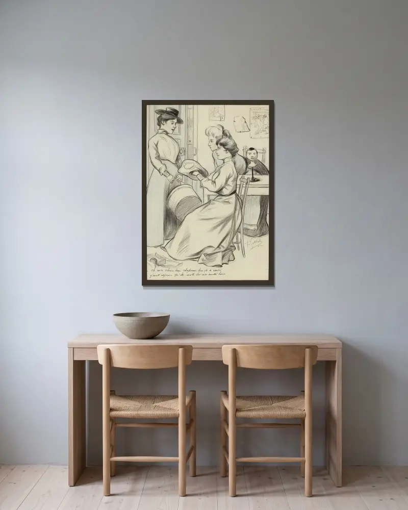 Våra arbetare 1 av Fernand Louis Gottlob inramad på en vägg