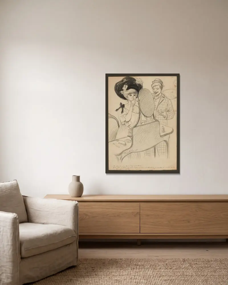 Te colle donc pas tant d’rouge aux lèvres – Zut J’fais l’salon de 1906 il peut y avoir aux fauteuils en amateur qui von Fernand Louis Gottlob gerahmt an einer Wand