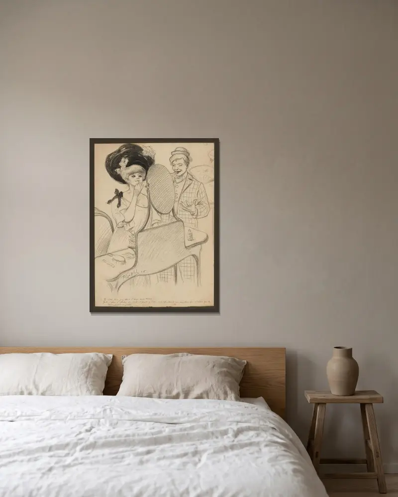 Te colle donc pas tant d’rouge aux lèvres – Zut J’fais l’salon de 1906 il peut y avoir aux fauteuils en amateur qui von Fernand Louis Gottlob gerahmt an einer Wand