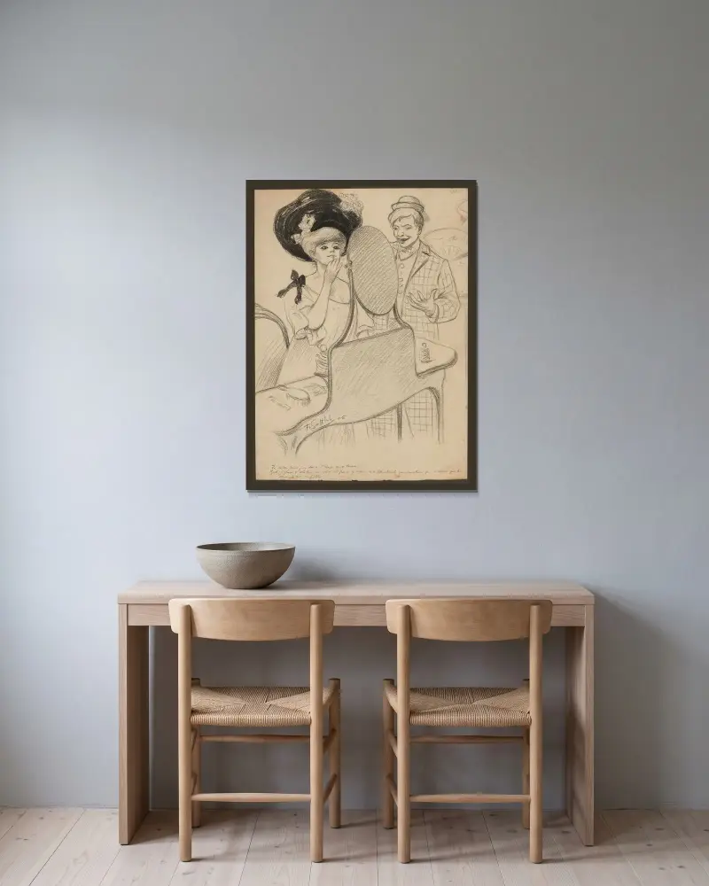 Te colle donc pas tant d’rouge aux lèvres – Zut J’fais l’salon de 1906 il peut y avoir aux fauteuils en amateur qui von Fernand Louis Gottlob gerahmt an einer Wand