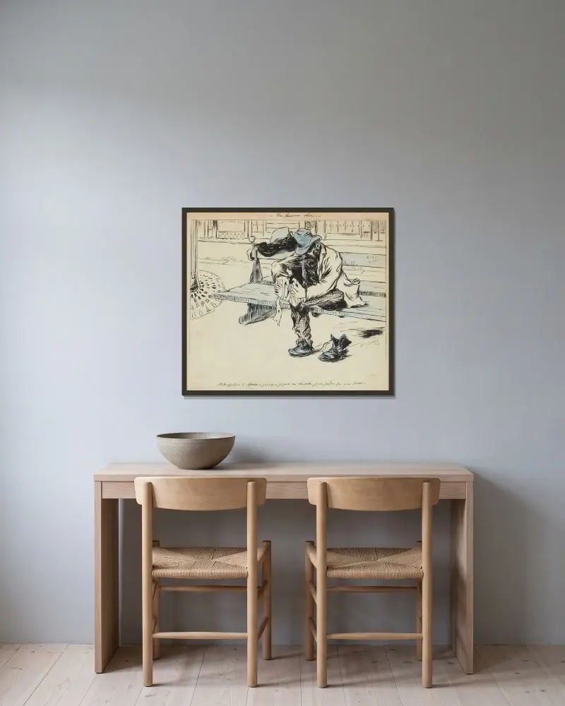 En chic herre av Fernand Louis Gottlob inramad på en vägg